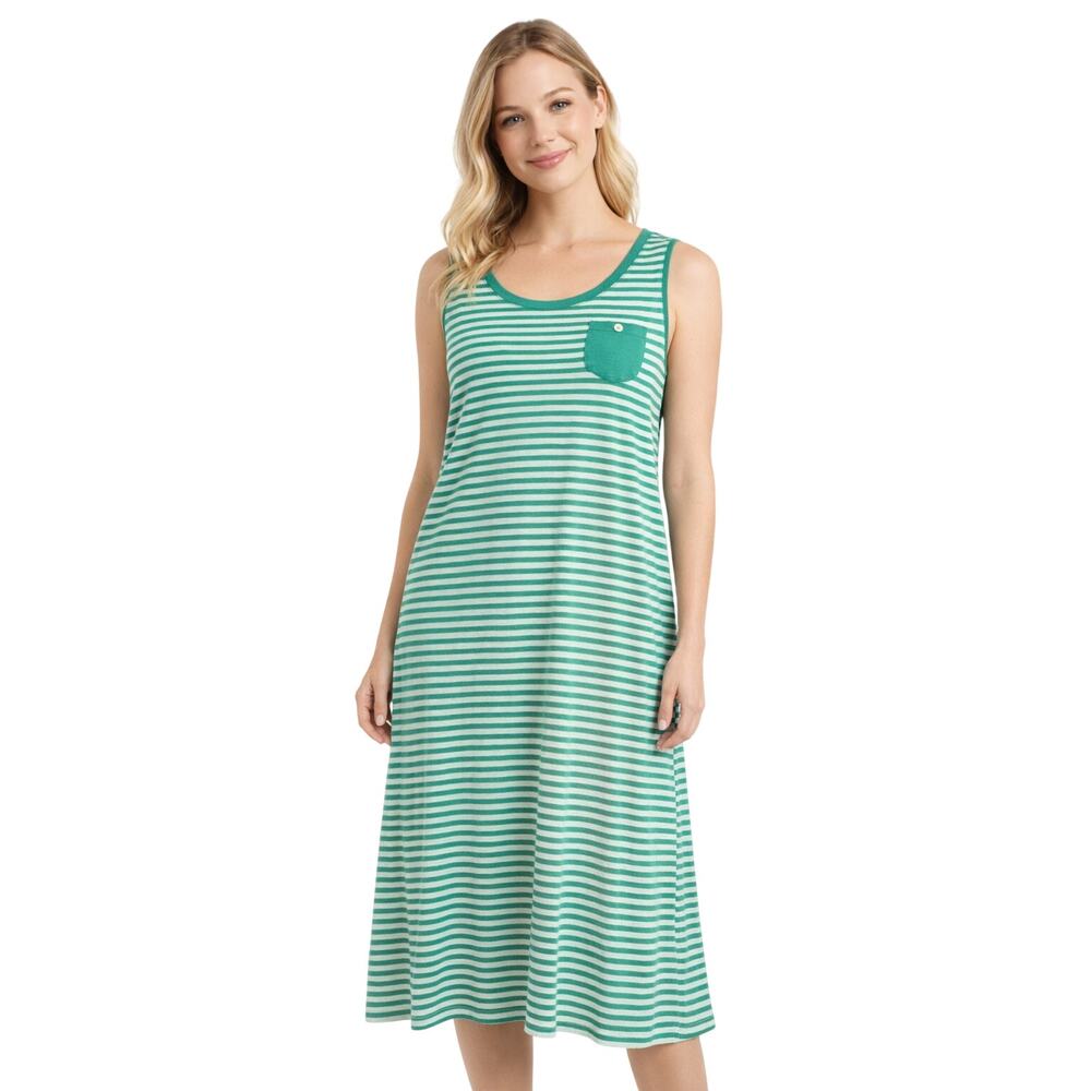 Carole Hochman Heavenly Soft Striped Sleep Dress – Green & White Size Medium